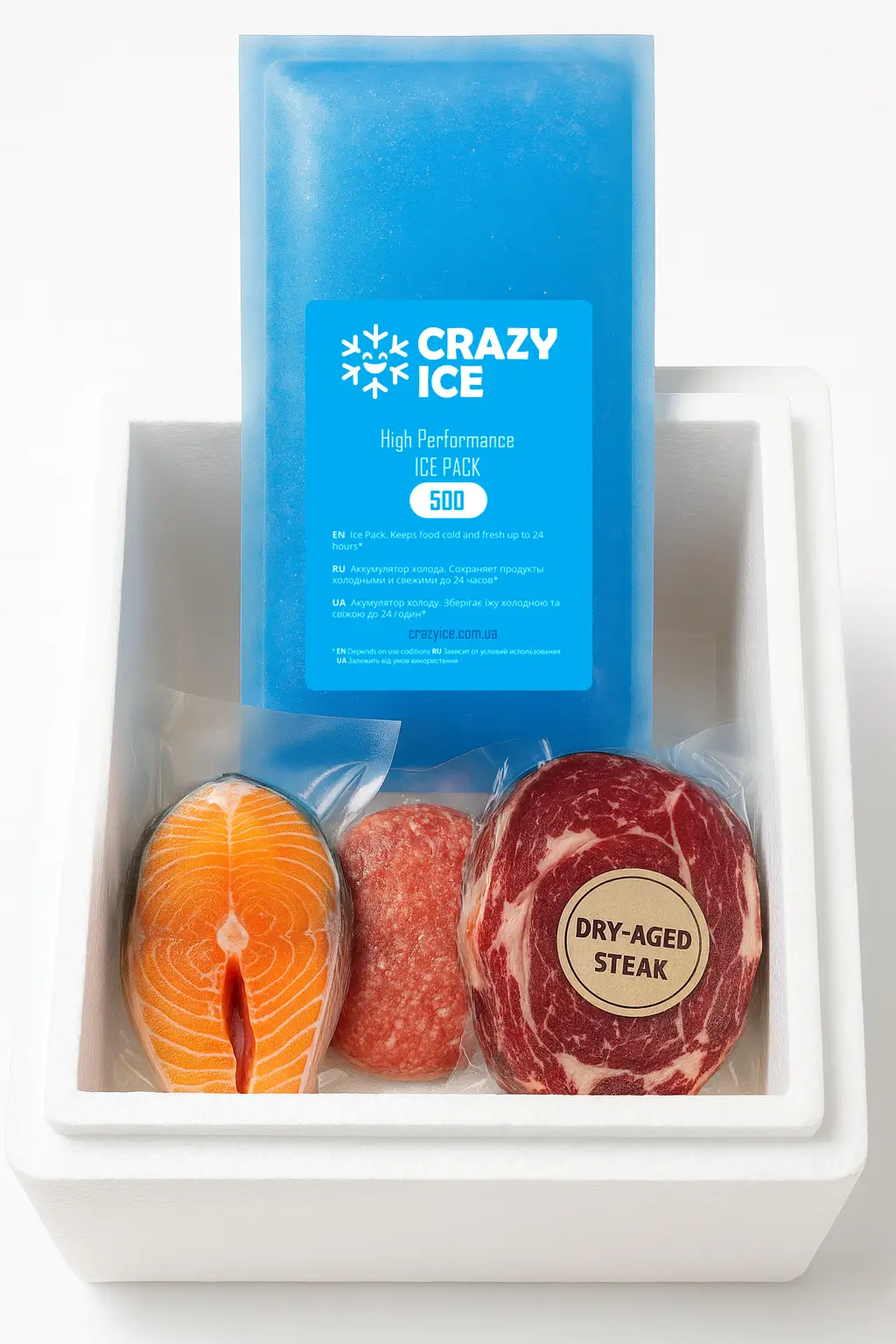 Акумулятор холоду Crazy Ice 500 — упаковка з продуктом